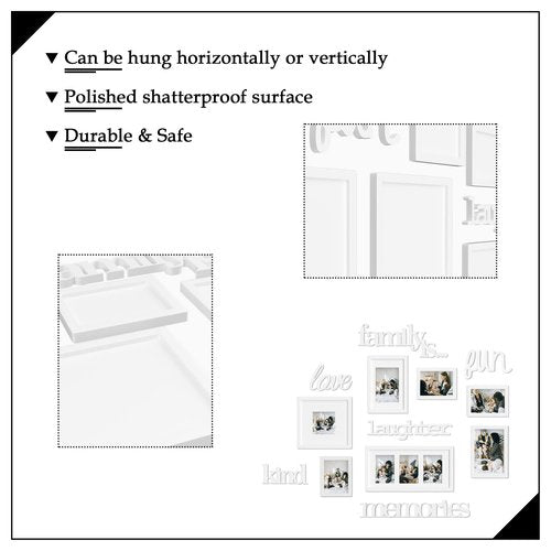 Jerry & Maggie - Photo Frame | Plaque College Frame - White Wall Decoration Combination - Bronze PVC Picture Frame Selfie Gallery Collage With Full Size Hanging Template & Wall Mounting Design