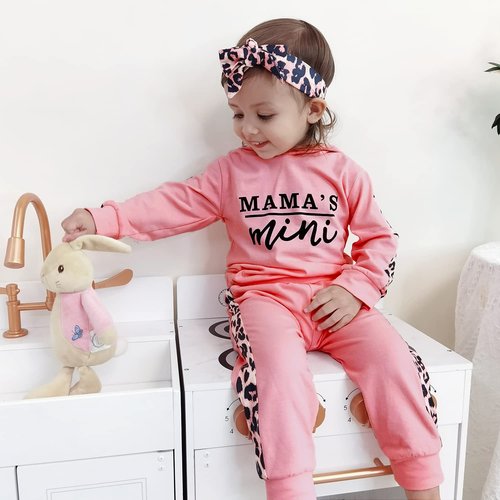 Yvowming Newborn Baby Girl Clothes Outfits Infant Hooded Sweatshirt Pants Headband Toddler Girl Clothing Set