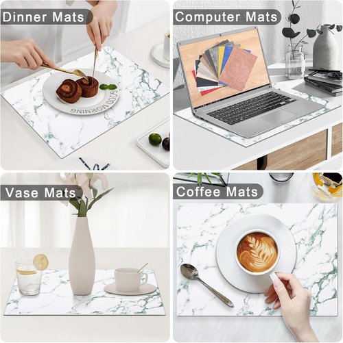 Homaxy Faux Leather Placemats - Heat Resistant & Waterproof | Set of 6, Easy to Clean, 11.8" x 17", Marble