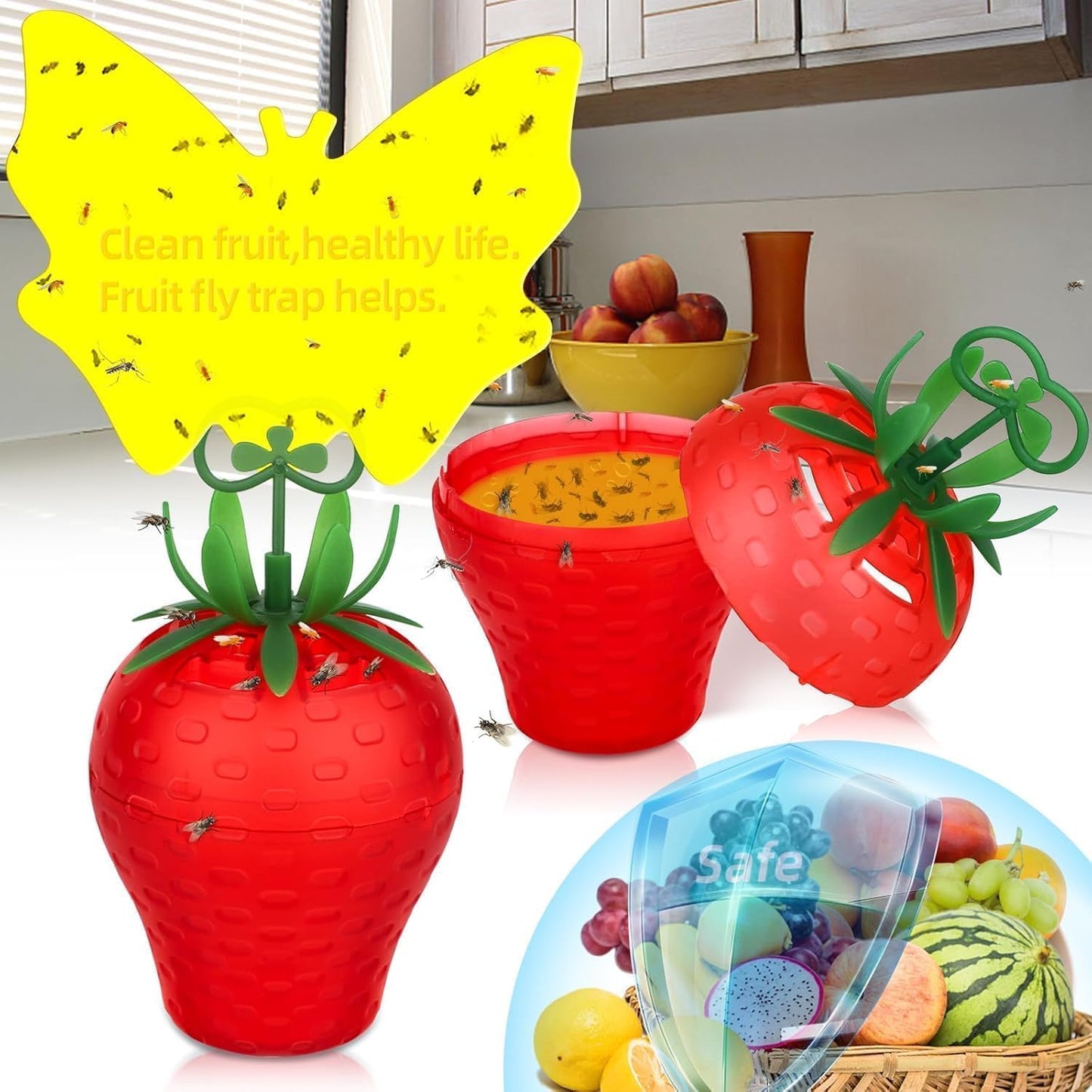 Skiennix Fruit Fly Traps - Safe & Effective Gnat Killer for Home Plants | Durable Sticky Insect Trap