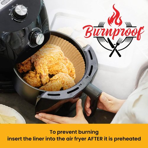 Baker's Signature Air Fryer Liners - 125 Pcs Non-Stick Parchment Paper for 2-4 Qt Air Fryers | Easy Cleanup