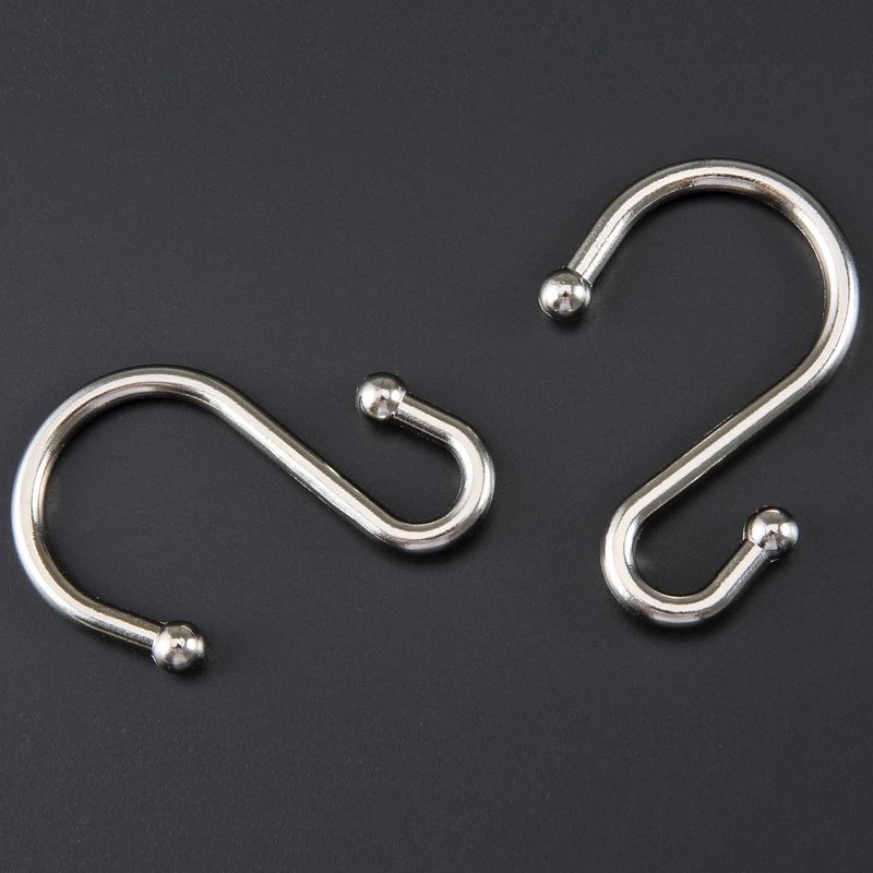Nickel Shower Curtain Hooks, Rust Proof Shower Curtain Rings for Bathroom, Set of 12 CHICTIE Silver S Shaped Decorative Shower Curtain Hooks Hangers for Bathroom Curtains,Clothing, Towels, etc