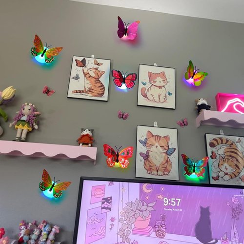 3D Butterfly Wall Decor - Glowing Lights & Stickers for Bedroom, Party, and Birthday | 24 Pcs