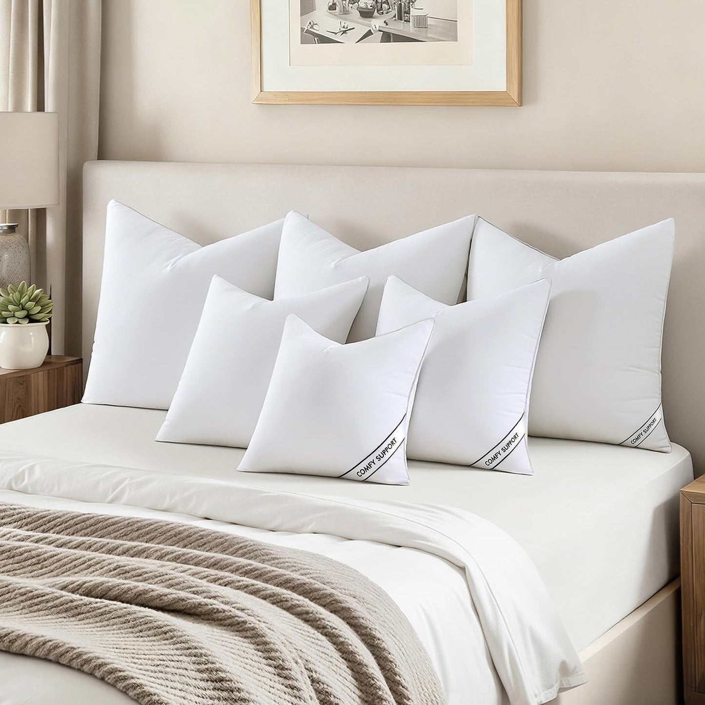 MIULEE 18x18 Inch Pillow Inserts - Pack of 4 Comfy Down Alternative Throw Pillows for Sofa & Bed