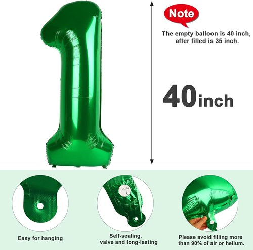 Big 23 Balloons - 40 Inch Dark Green Number Balloons for Birthday, Wedding, Graduation Celebrations