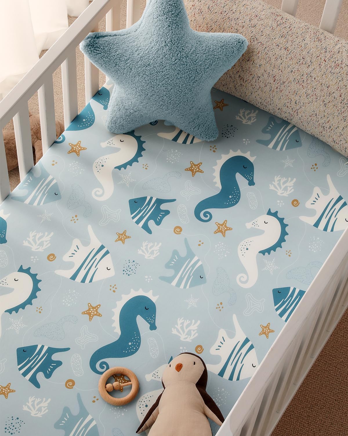 Yoofoss Baby Crib Sheets - Ultra Soft 2-Pack Fitted Sheets for Standard Crib & Toddler Mattress | Underwater World Design, 52x28