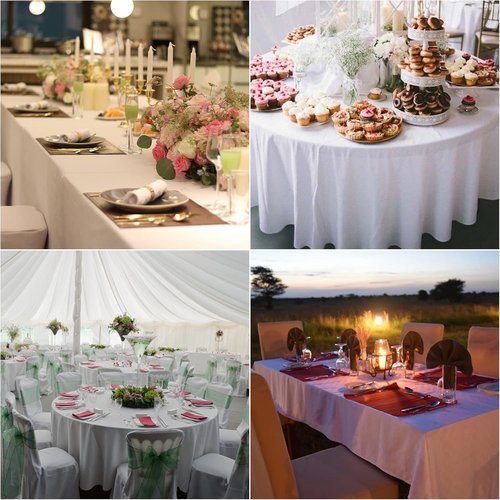 Fokitut Waterproof Round Tablecloth - Stain Resistant Polyester Fabric Cover | 60 Inch Black for Dining & Events
