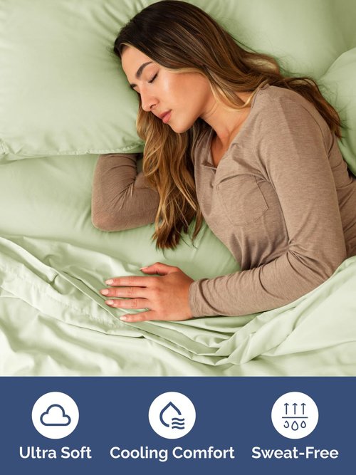 Extra Deep Twin XL Fitted Sheet - Hotel Luxury Single Fitted Sheet Only - Easily Fits 18 to 24 inch Mattress - Ultra Soft, Wrinkle Free with Extra Deep Pockets - Breathable & Comfy - Light Sage Green