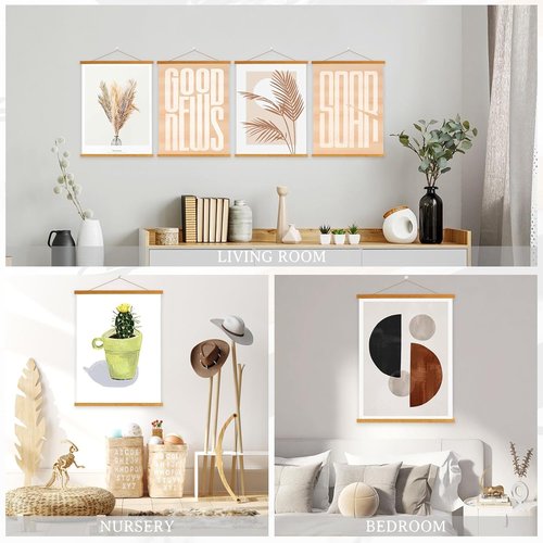 Benjia Magnetic Light Wood Poster Frame - 4 Pack for 20x30, 20x28, 20x24 Artwork | Teak Color