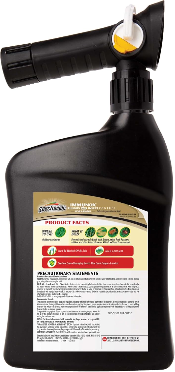 Spectracide Immunox Fungus Plus Insect Control - Dual Action Hose-End Concentrate, 32 Oz, 6 Pack