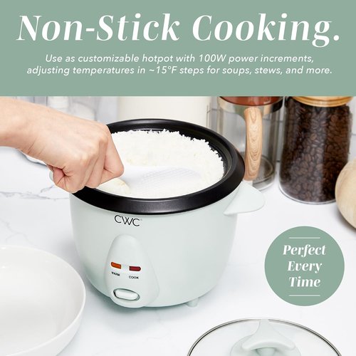 Cook With Color 6-Cup Rice Cooker - Effortless 300W Cooking for Perfectly Fluffy Rice, Sage