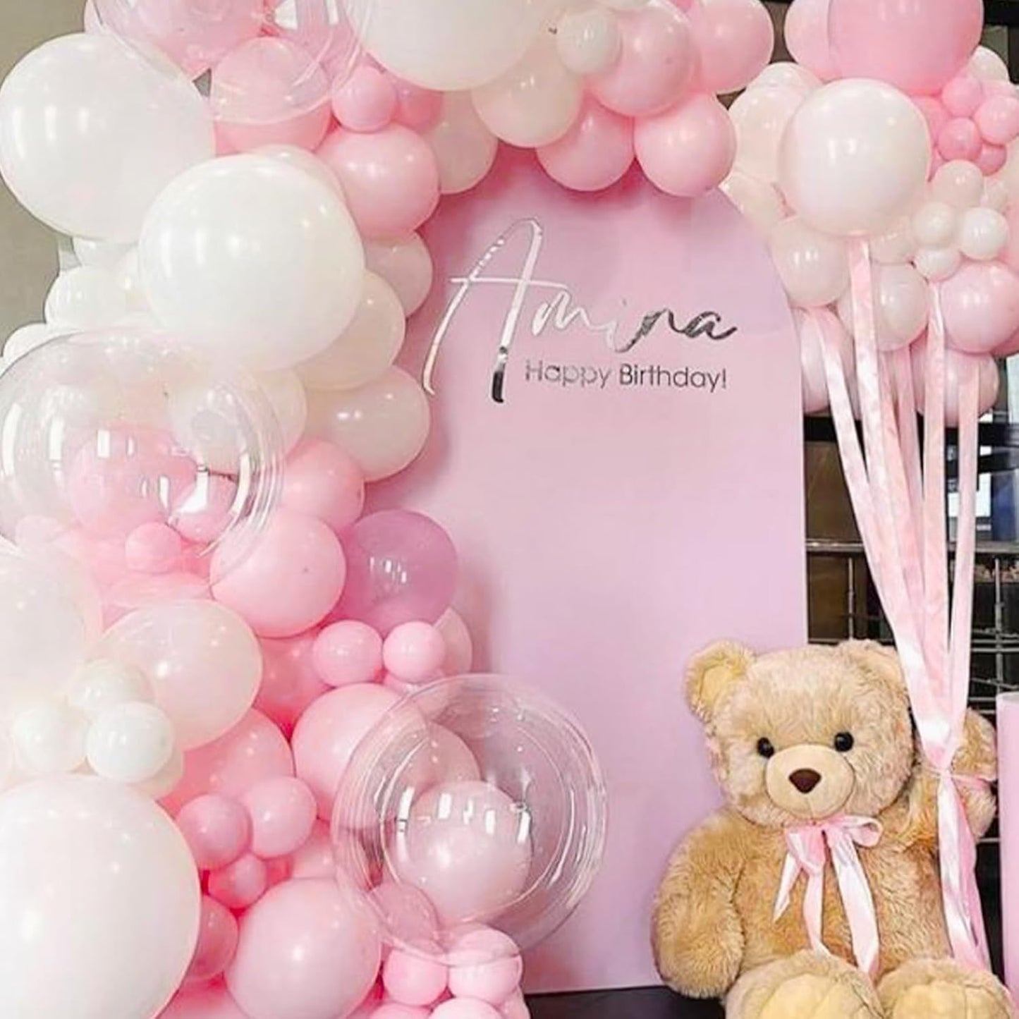 PartyWoo Pink and White Balloons - 140-Piece Pastel Balloon Set for Birthday Decorations | 18", 12", 10", 5" Sizes
