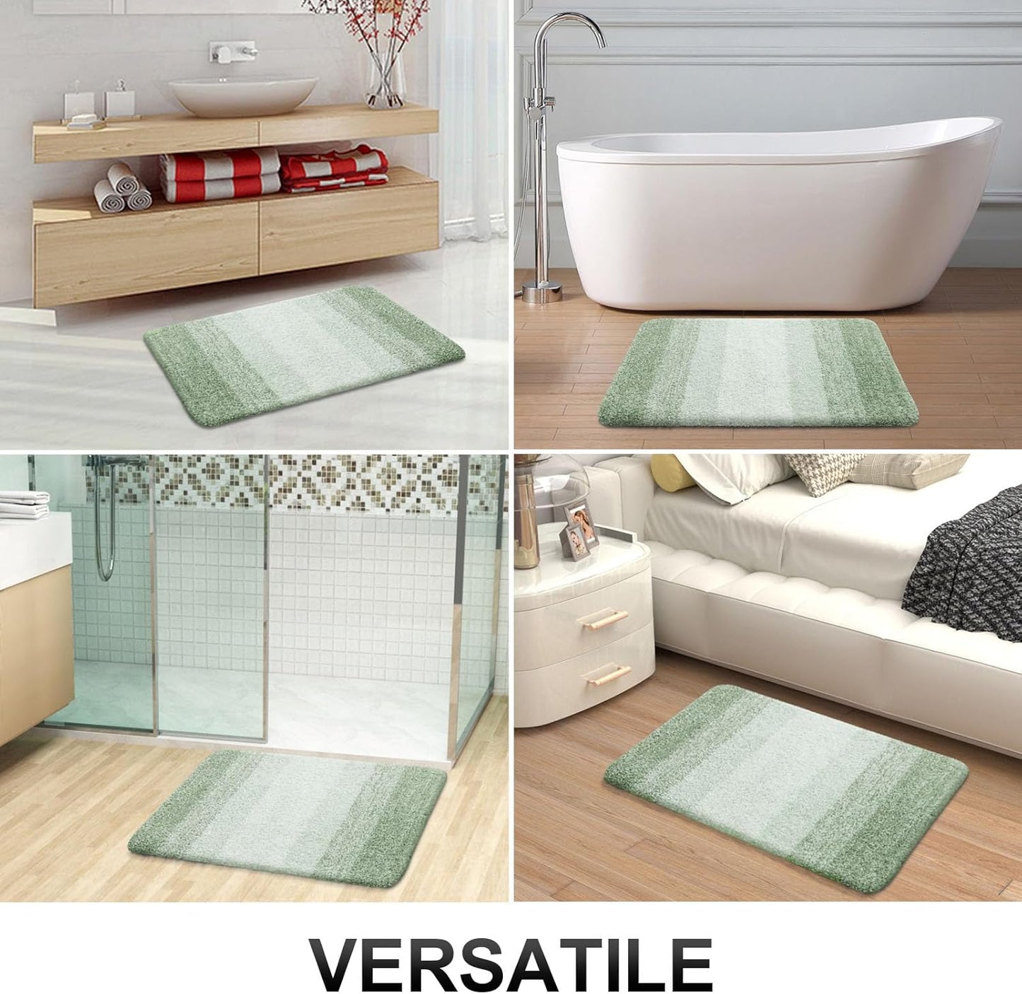 OLANLY Bathroom Rugs - Extra Soft Microfiber Mat 36x24 | Quick Dry & Machine Washable - Sage Green