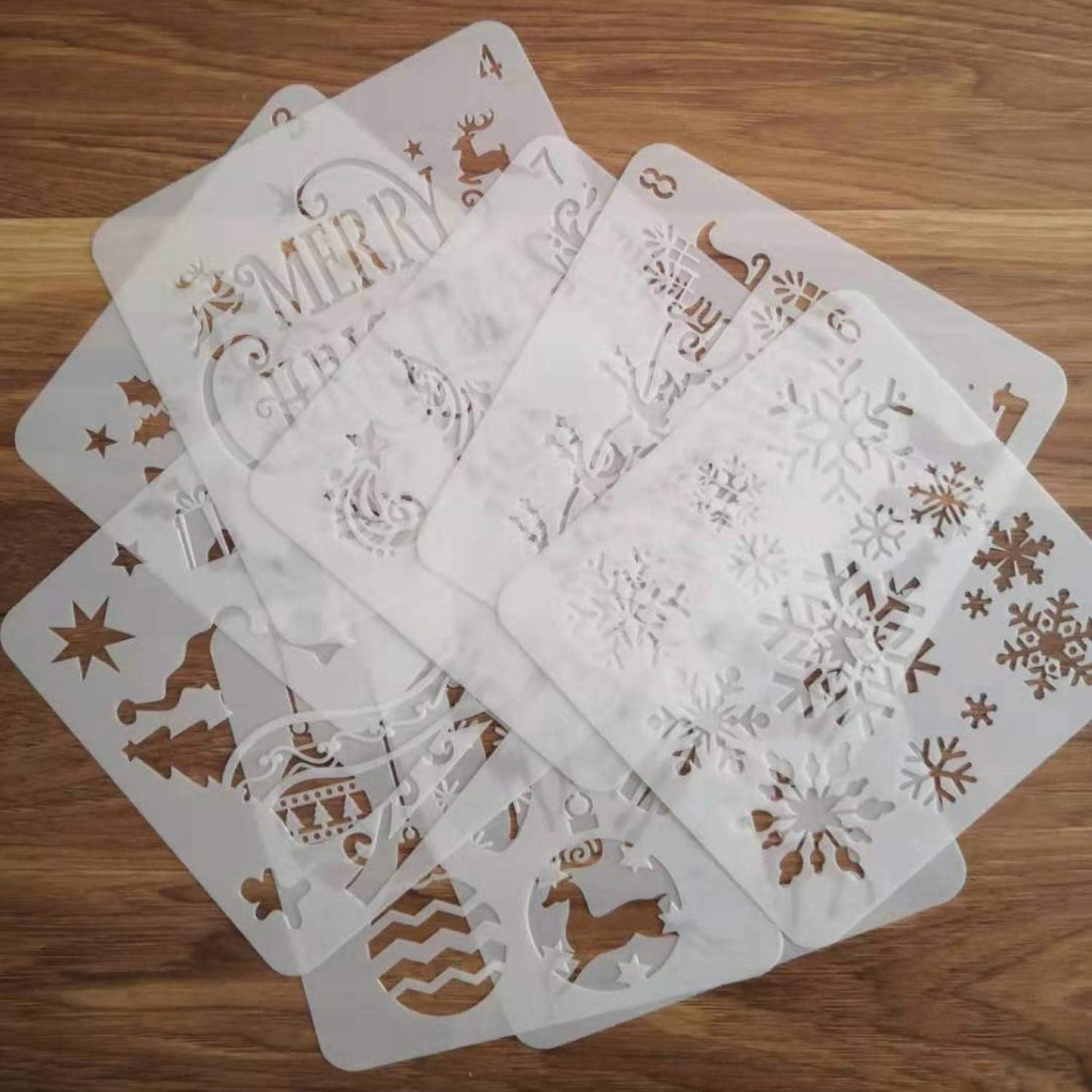 Skiennix Christmas Stencils - Reusable Plastic Craft Templates for Holiday DIY Decor | 5x5 Inch