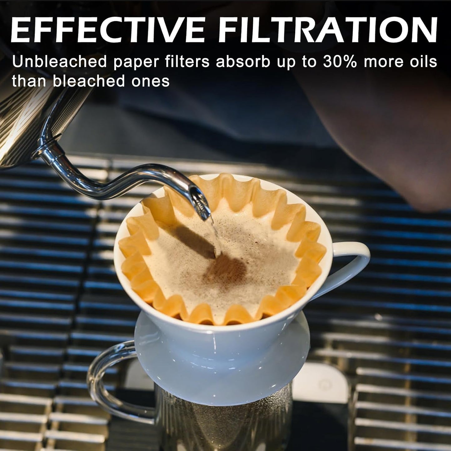 Skiennix 5 Cup Coffee Filters - 100 Count Unbleached Natural Paper for Pour Over Coffee Makers | Brown