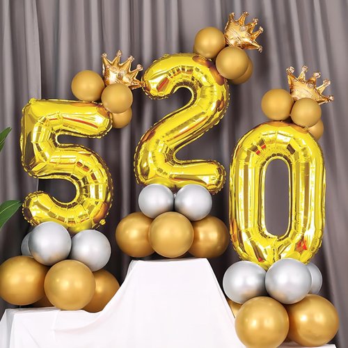Gold Number 0 Balloon by Mylar - 40 Inch Helium Foil Balloon for Birthday & Anniversary Decor