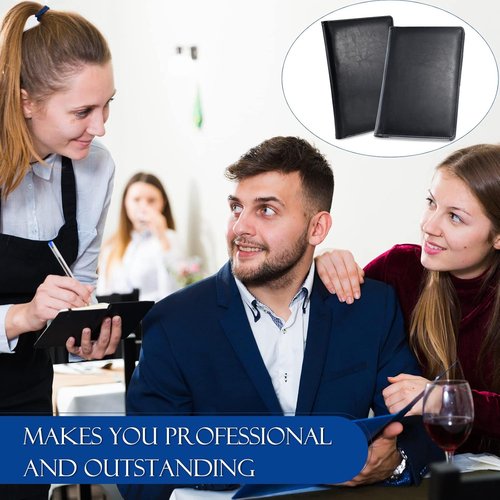 Containlol 6 Pcs Waitress Server Books Guest Book Pad Leather Money Organizer Wallet Organizer Waiter Cash Check Bill Receipt Holder with Pocket for Waitstaff Fit Apron(Classic Style)