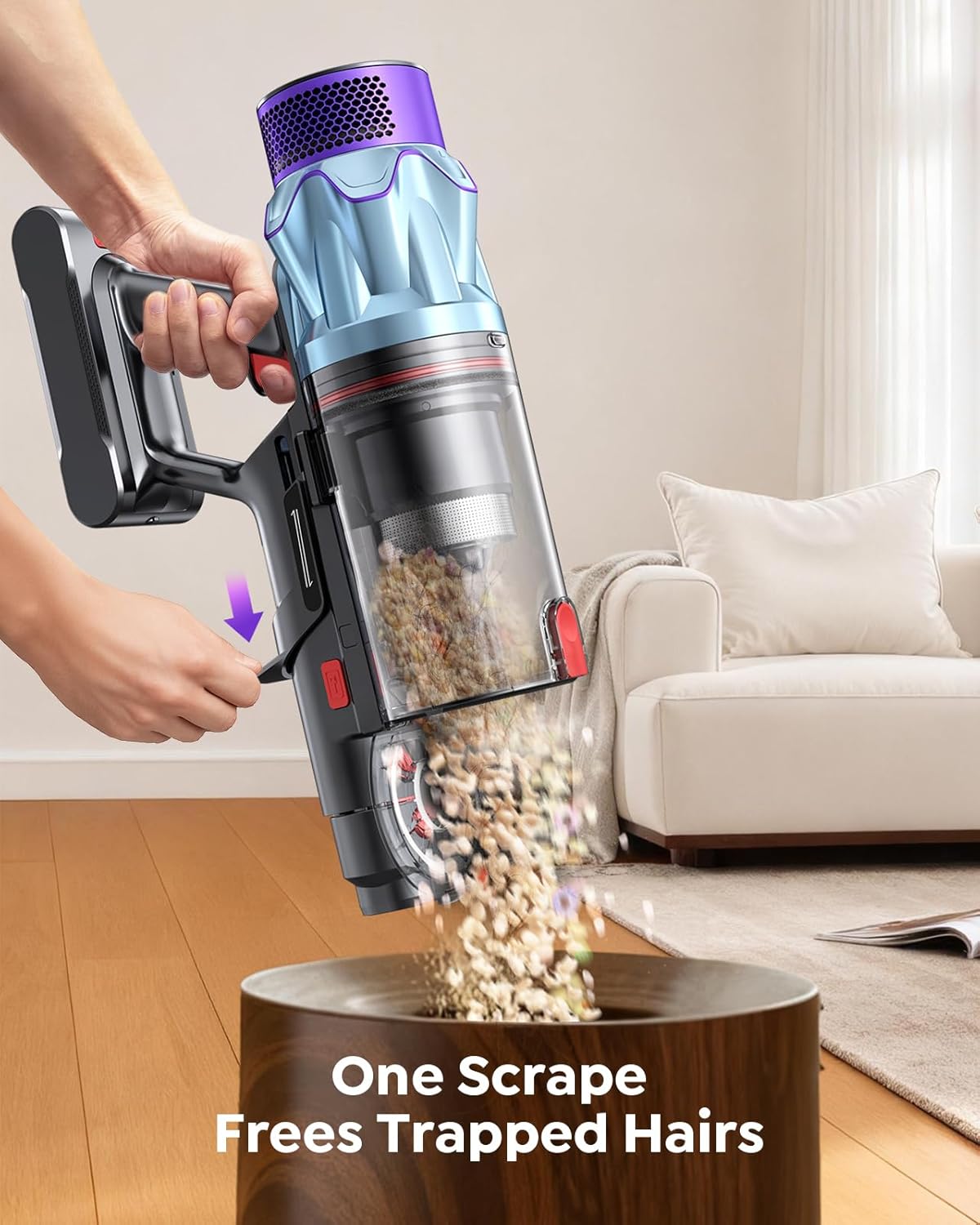 Skiennix Cordless Vacuum Cleaner - 70-Minute Runtime, 650W Power, Self-Standing Design | Ideal for Home, Pets & Hardwood Floors