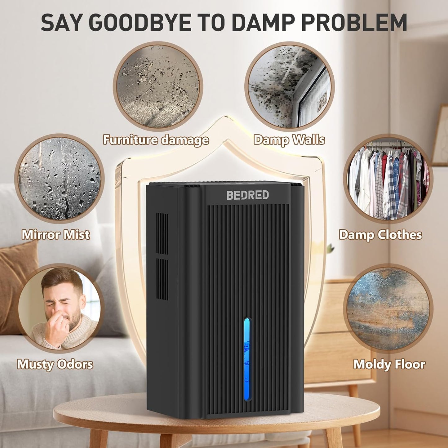 Skiennix 95OZ Dehumidifier for Home - Quiet Operation with Auto Shut Off & 7 Color Ambient Light | Ideal for Living Room, Bedroom, Basement (Black)