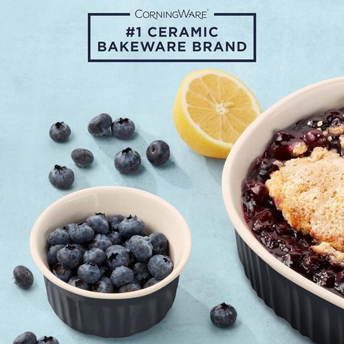 CorningWare 12-Piece Ceramic Bakeware Set - Chip & Crack Resistant | Microwave, Oven, Dishwasher Safe, French Navy
