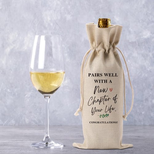 BQXS Going Away Gifts for Friends Leaving Away Farewell Retirement Gifts for Women Coworkers New Beginning New Business Owner Gifts for Women Men Pairs Well With A New Chapter of Your Life Wine Bag