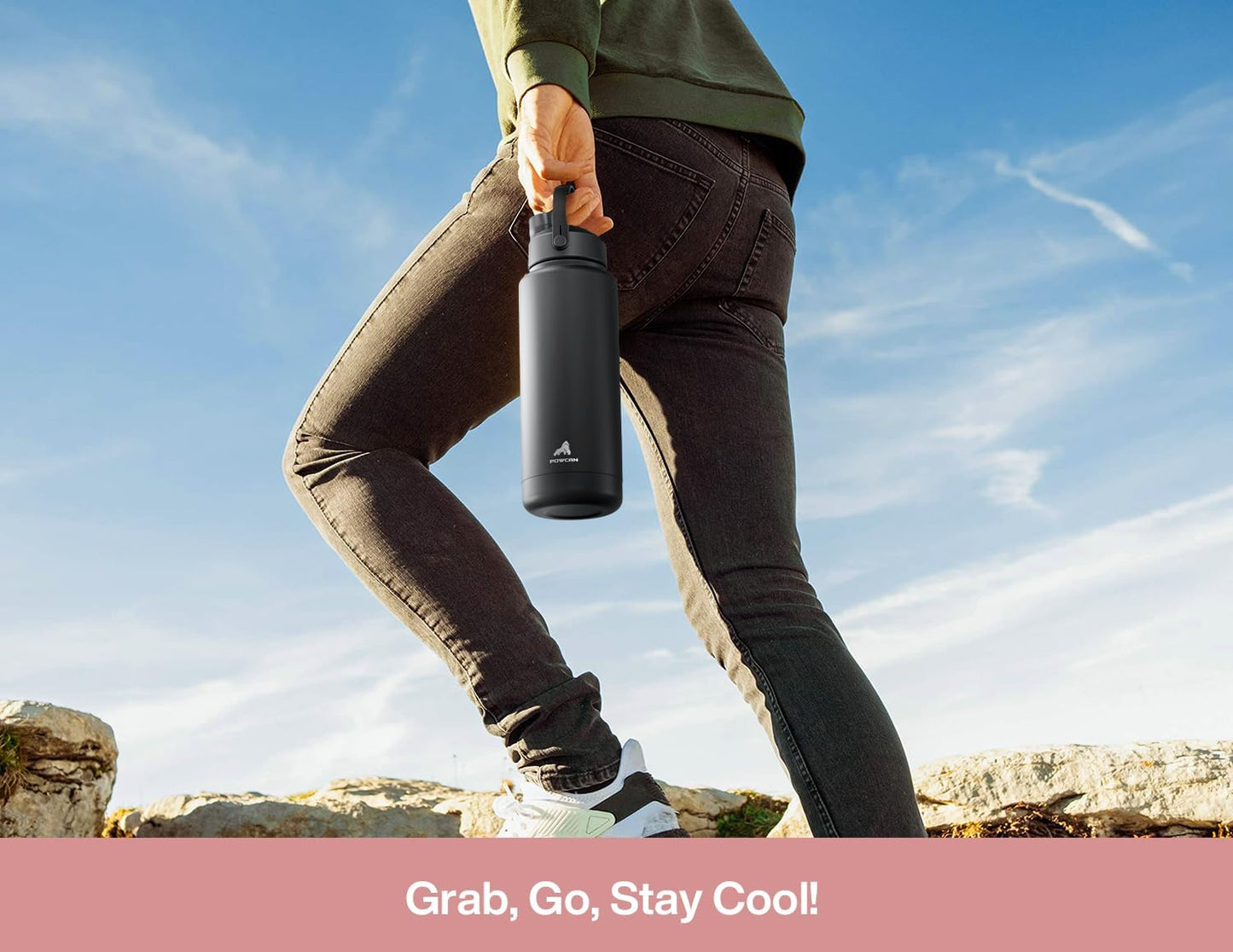 POWCAN 32 oz Insulated Water Bottle - 2-in-1 Straw & Spout Lid, Leak-Proof, BPA-Free, Ideal for Sports & Travel (Bow Crush)