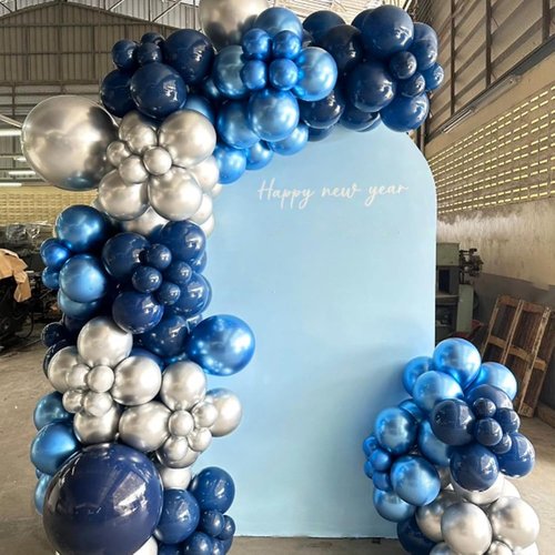 Awenztech Metallic Blue Balloons - 12 Inch Chrome Latex Balloons | 50 Pack for Parties & Celebrations
