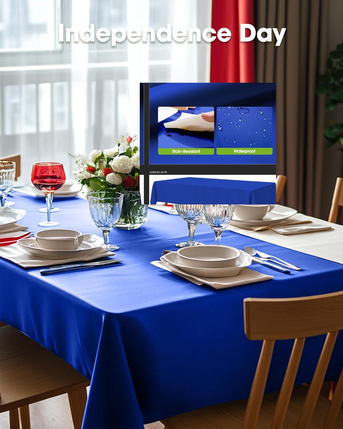 Pureegg Disposable Plastic Tablecloths - 8 Pack, 54 x 108 Inch, Leakproof & Sturdy for Graduation Party, Blue