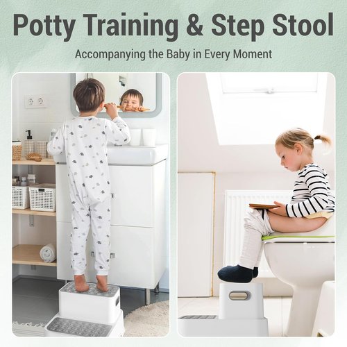 COOSEYA Toddler Step Stool - No-Slip Double Stairs for Bathroom & Potty Training | 2-Pack