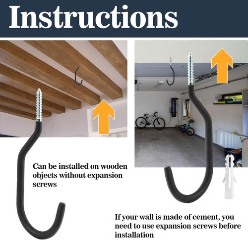 MAQIHAN Heavy Duty Wall Mount Storage J Hooks - Organize Bicycles, Ladders & Garden Tools