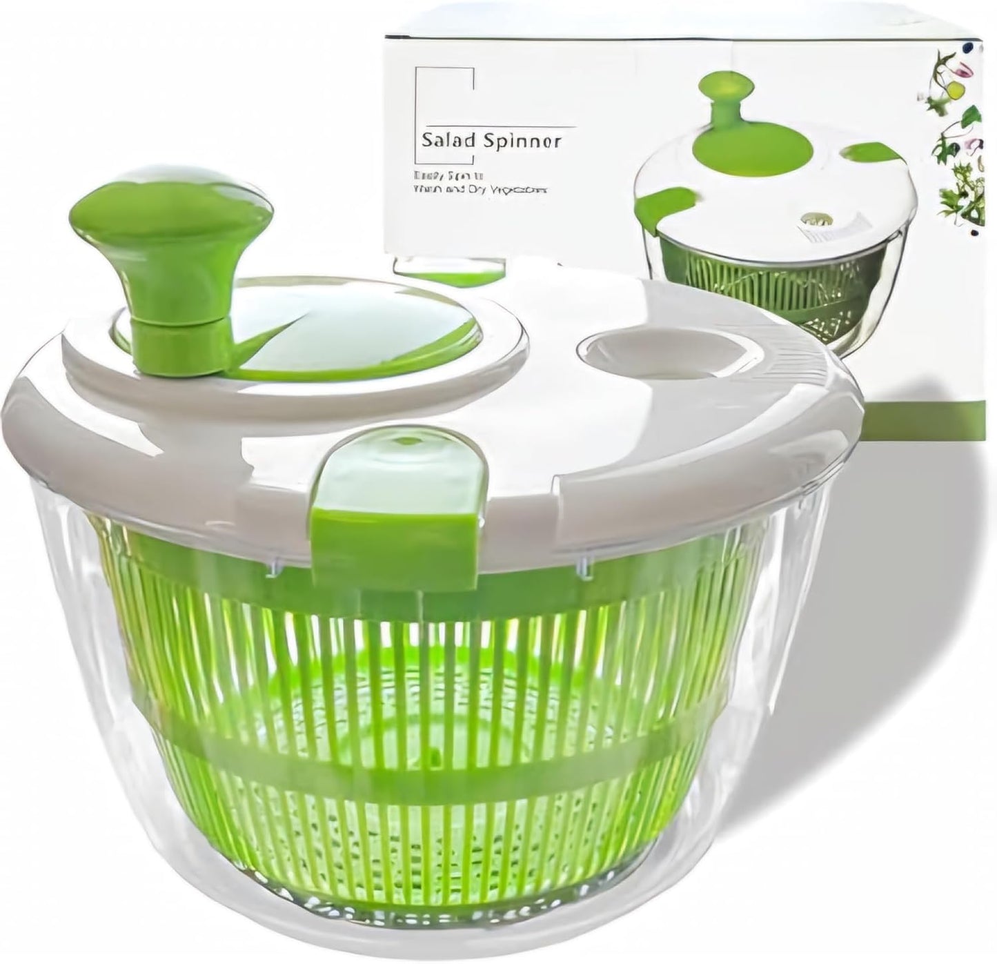 Skiennix Large 5 Qt Salad Spinner - Quick & Easy Lettuce Washer with Colander & Drain Bowl, BPA Free