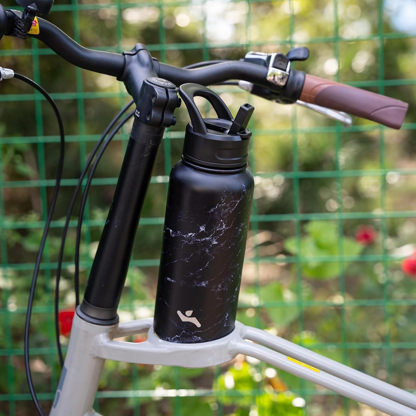 Skiennix 40oz Insulated Stainless Steel Water Bottle - Marble Midnight | 3 Lids Included