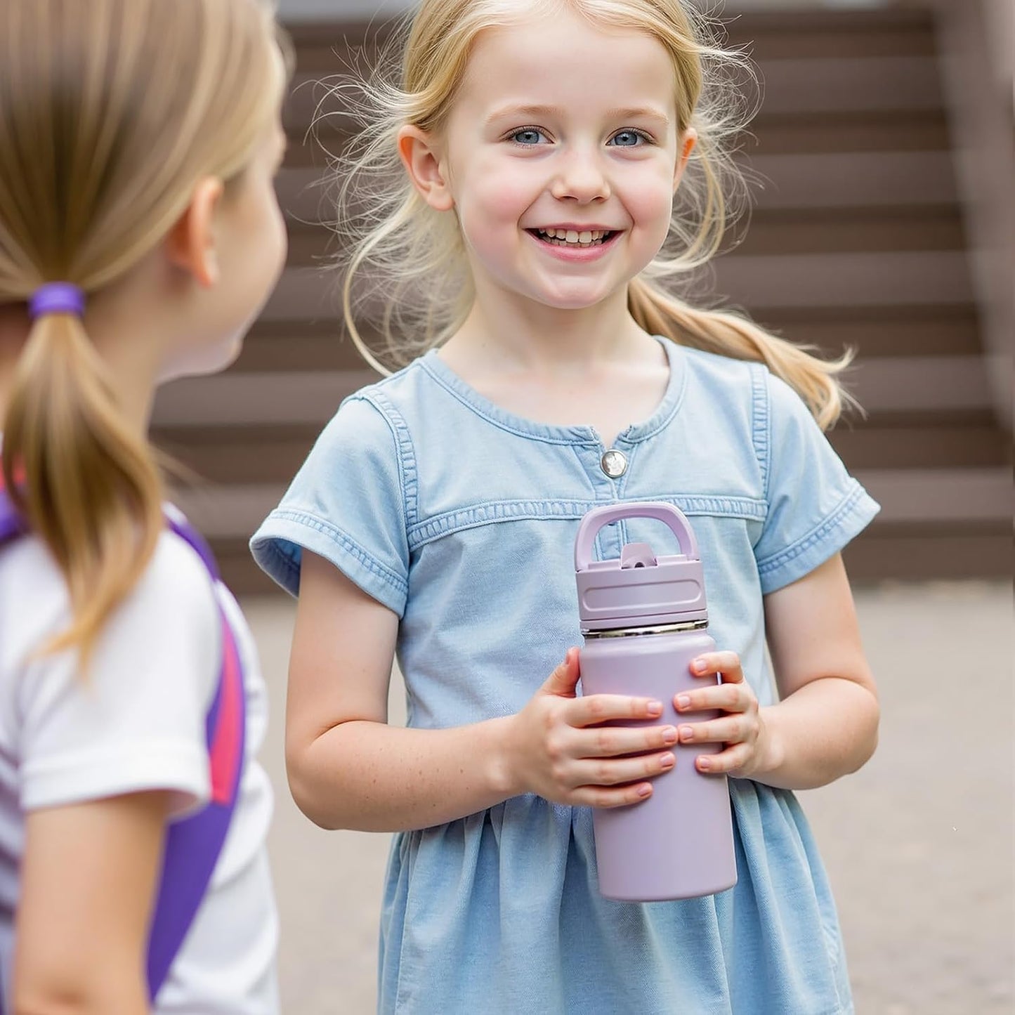 Skiennix 12oz Kids Water Bottle - Stainless Steel, Leak-Proof, BPA-Free | Purple, Insulated Design for School
