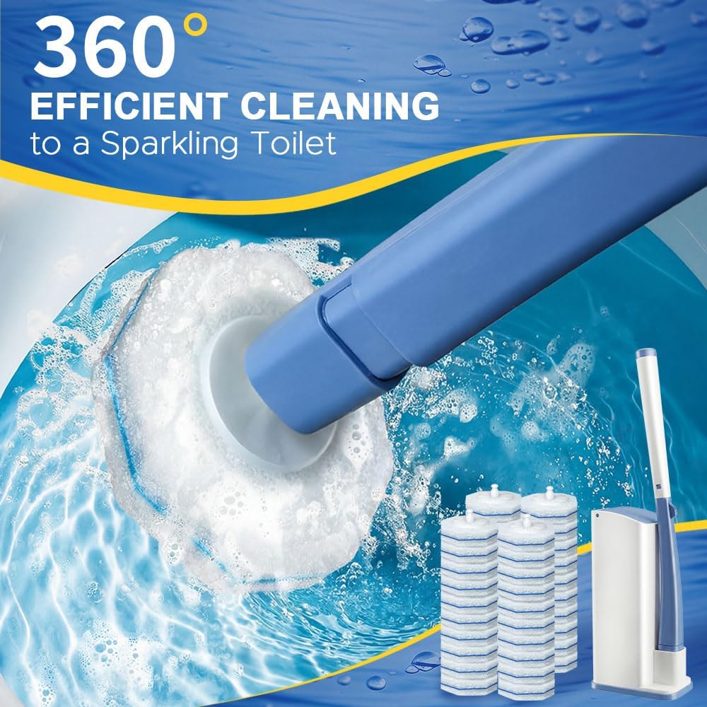 Roundsquare Toilet Bowl Cleaner - 40 Disinfecting Refill Heads & Wands | Complete Cleaning System Kit