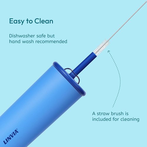 Candy Tumbler 25 oz Insulated Stainless Steel Water Bottle - 2-in-1 Lid with Straw, Ocean Blue