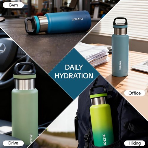 BJPKPK Insulated Water Bottle - 32oz Stainless Steel Flask with Handle | Double-Wall Vacuum, BPA-Free, Forest Green