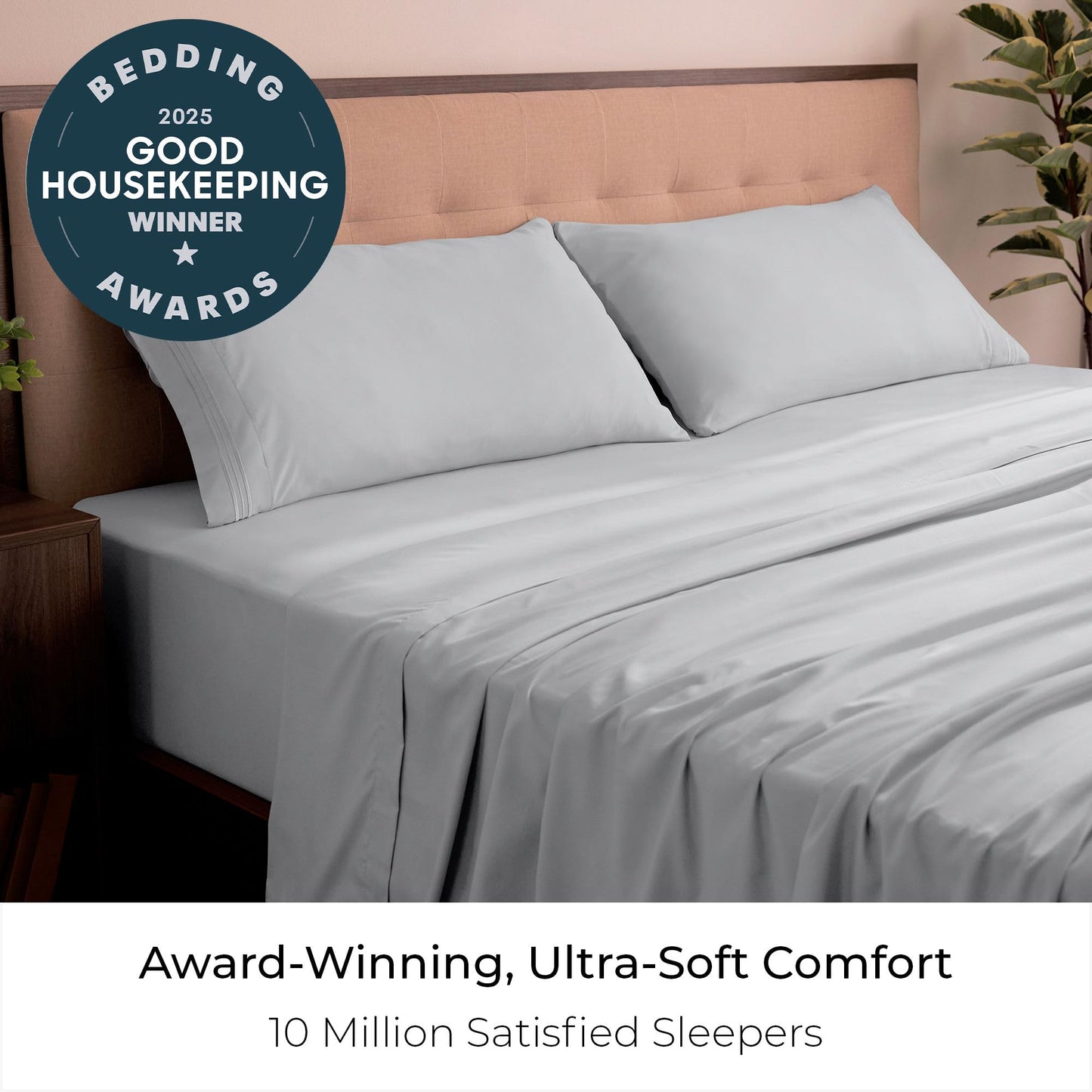Mellanni King Sheets Set - 4 PC Iconic Collection Bedding - Hotel Luxury, Extra Soft, Cooling Bed Sheets - Wrinkle, Fade, Stain Resistant (King, Light Gray)