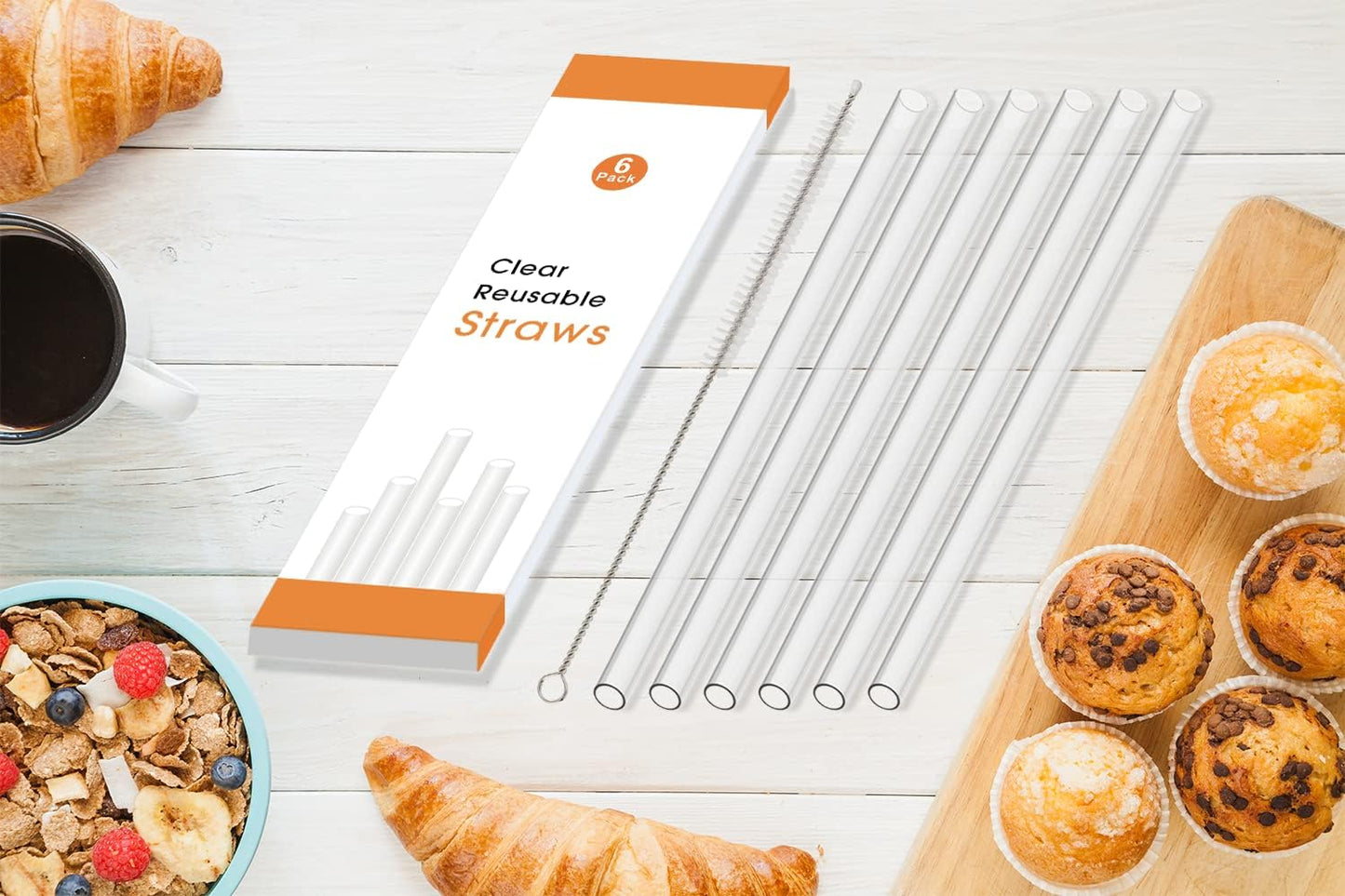 YOELIKE Replacement Straws for Stanley 40/30oz Adventure Quencher Tumbler - 6 Pack with Cleaning Brush
