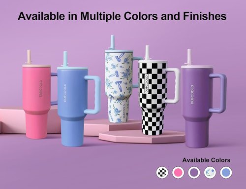 DLOCCOLD 40 oz Insulated Tumbler - Leak Resistant, Handle & Flip Straw | Car Cup Holder Friendly