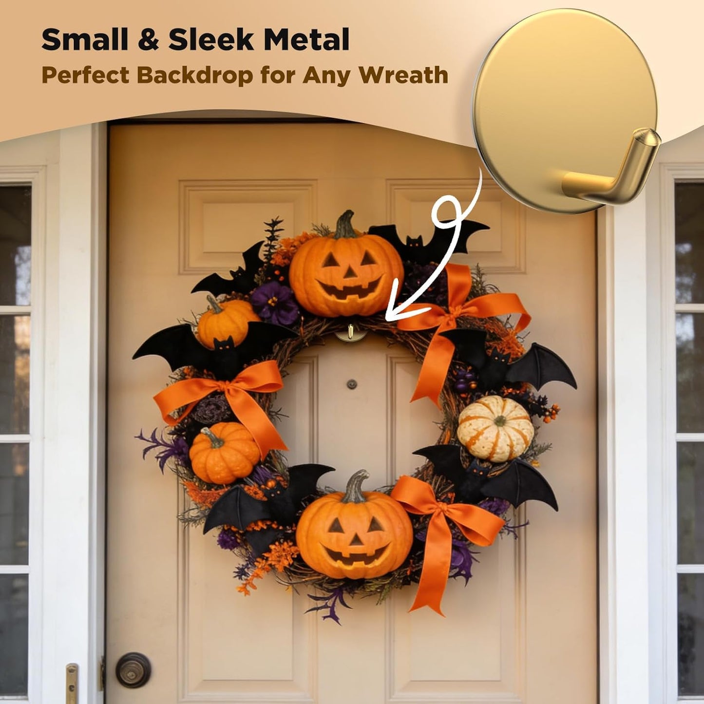OUTXE Heavy-Duty Adhesive Wreath Hanger - Perfect for All Seasons | Gold, 2-Pack for Doors & Windows