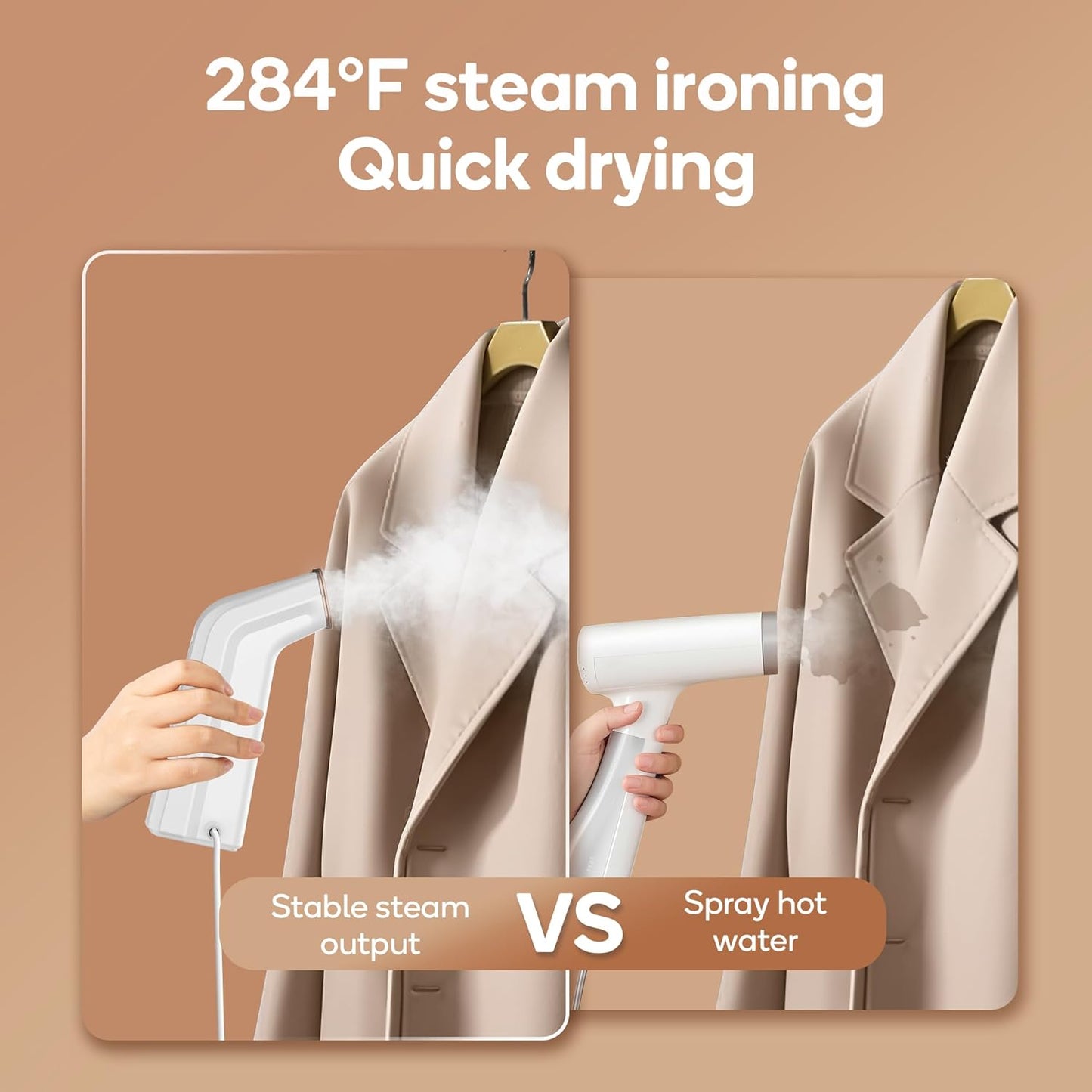 Skiennix Mini Travel Steamer - Dual Voltage 110-240V, 170ml Tank, Lightweight & Portable Wrinkle Remover