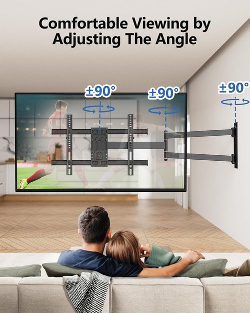 FORGING MOUNT Long Arm Corner TV Wall Mount for 32-75 inch TVs,Single Stud Full Motion Articulating TV Mount Bracket with 33” Extension, Swivel Tilt, Max VESA 600x400mm, Holds up to 100 lbs