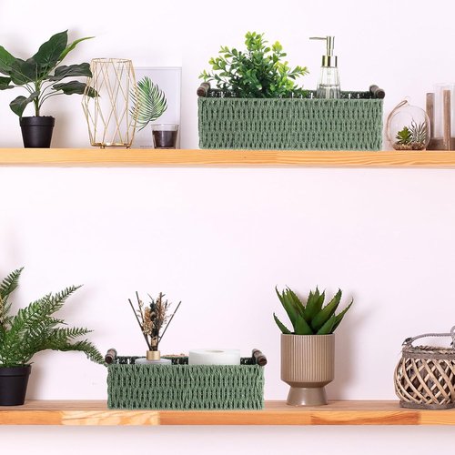 Boao Woven Decorative Storage Baskets - Handmade Boho Paper Rope Baskets for Organizing | 3 Pcs Set