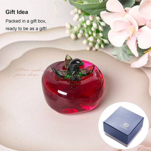 LONGWIN Glass Mini Tomatoes Figurines - Collectible Crystal Fruit Ornaments for Home Decor
