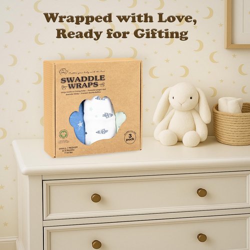 Bublo Baby Swaddles for Newborn Boys – 3-Pack Infant Swaddles 0-3 Months – Adjustable Newborn Swaddle Sleep Sack – Soft Organic Cotton Baby Wrap for Safe & Cozy Sleep