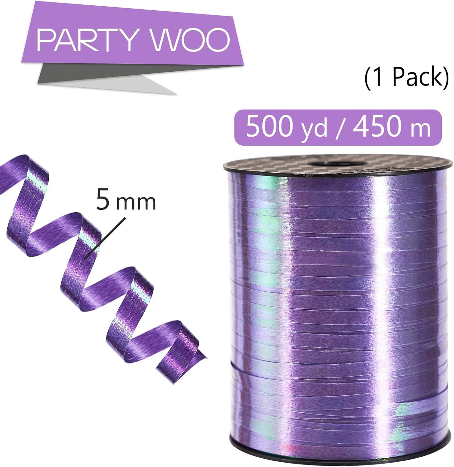 PartyWoo Purple Curling Ribbon - 500 Yards of Lavender Holographic String for Crafts & Gift Wrapping