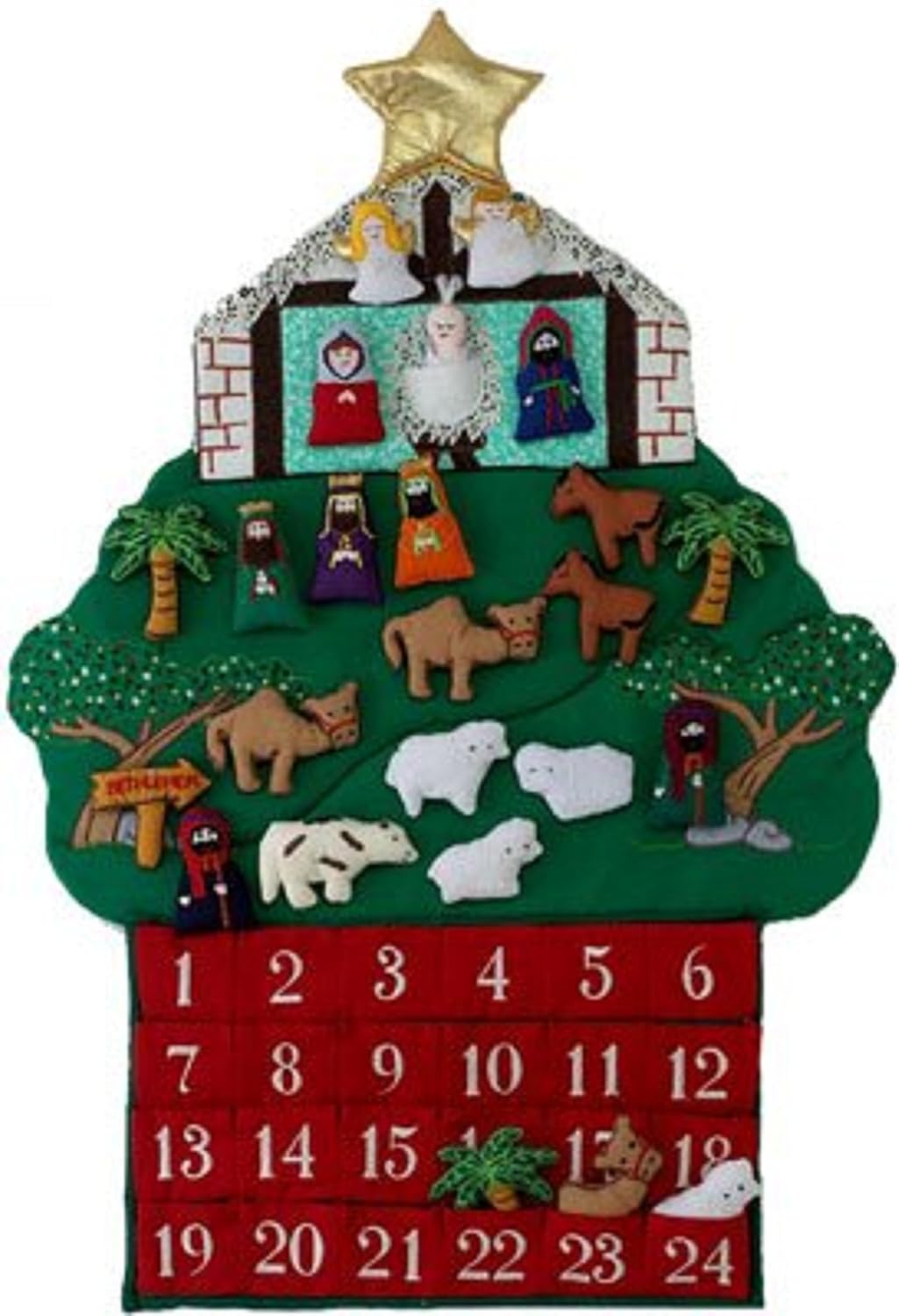 Regine Switzerland Nativity Fabric Advent Calendar - Festive Holiday Decor for Family Traditions