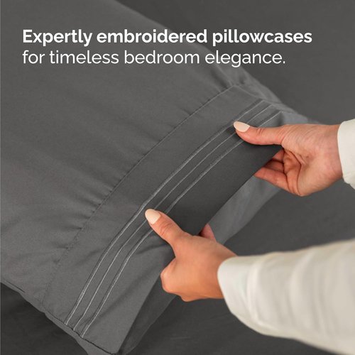 Hotel Luxury Twin Size 3-Piece Sheet Set - Comfy, Breathable & Cooling Bed Sheets - Ultra-Soft, Deep Pockets, Wrinkle-Free - Oeko-Tex Certified - Charcoal