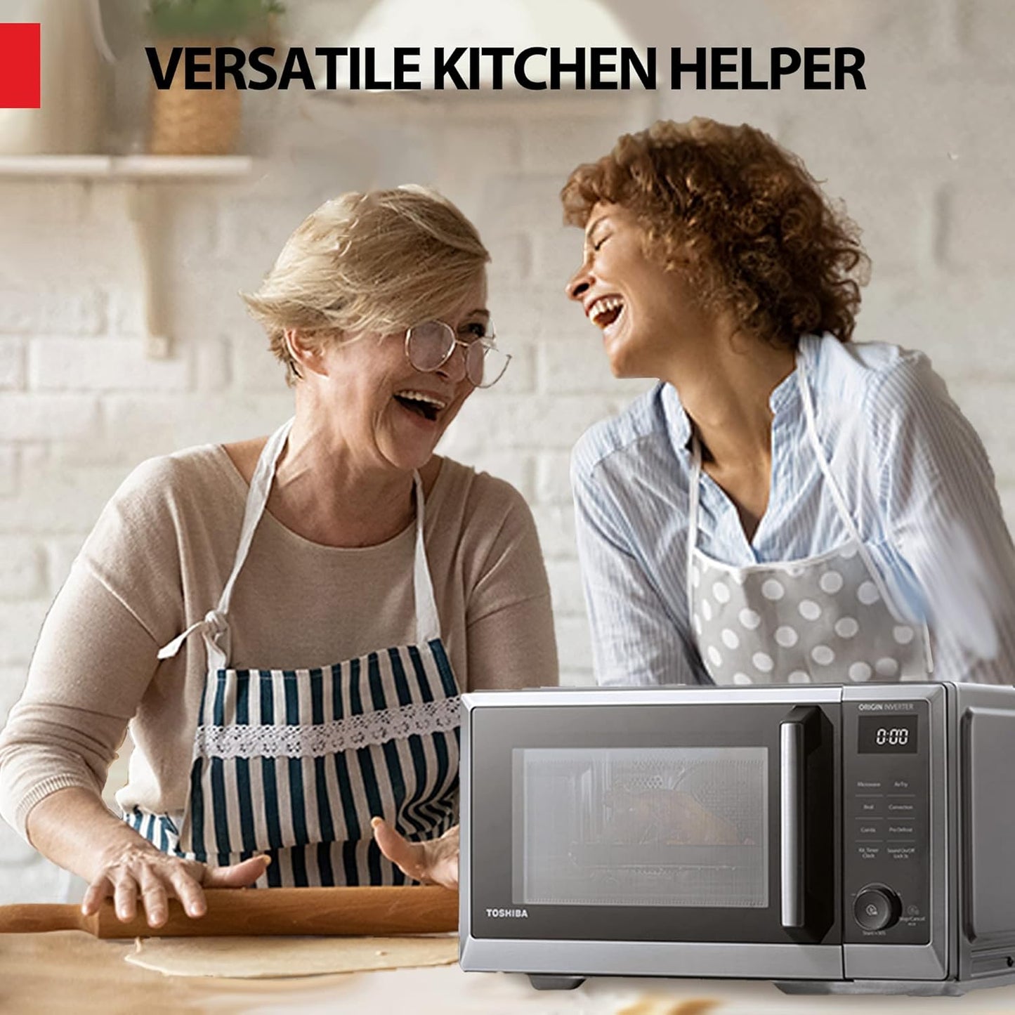 TOSHIBA Inverter Microwave Oven - Air Fryer Combo with Convection & Broil - 11.3" Turntable, 27 Auto Menus