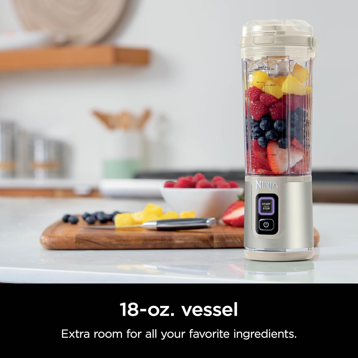Ninja Blast Portable Blender - Cordless 18oz Personal Blender for Smoothies & Shakes | BPA-Free, USB-C Rechargeable, Leakproof Lid, Vanilla Bean
